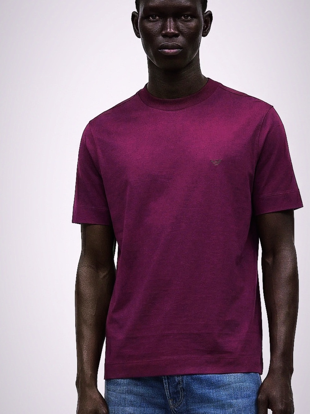Emporia Armani ‘Grape Wine’ Knit-Cotton Logo T-Shirt Men’s M